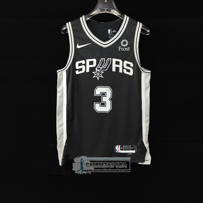 Camiseta San Antonio Spurs Keldon Johnson NO 3 Icon Autentico Negro